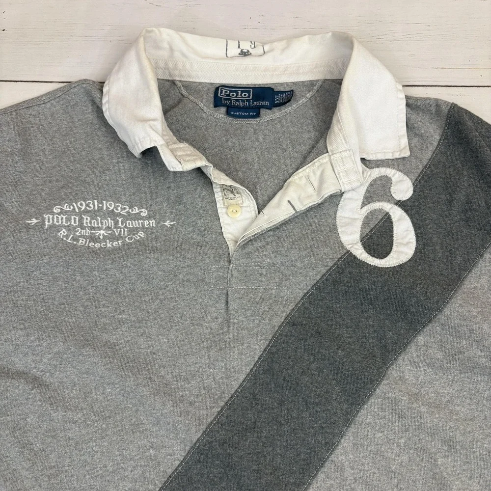 Polo Ralph Lauren Crest Rugby Shirt Polo Mens 2XL Colorblock Slim Fit R.L. 1936